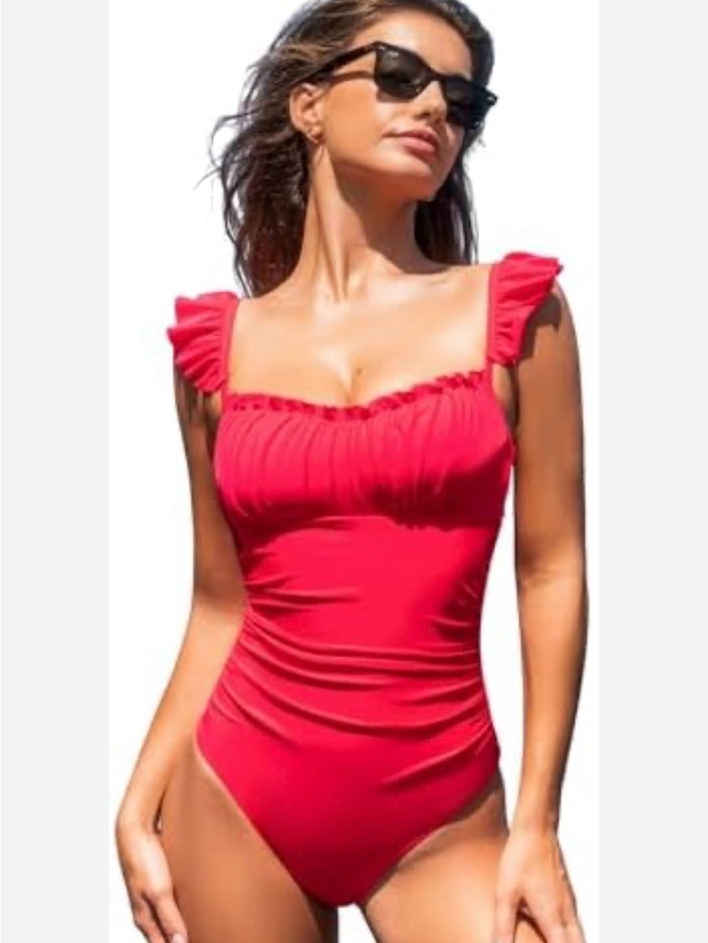 Cupshe Red Ruffle Strap One-Piece Swimsuit